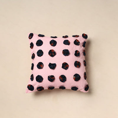 Pink - hand embroidery phool cushion cover 18 - handcrafted