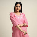  Plain Dyed Hand Embroidery Cotton Long Kurta 