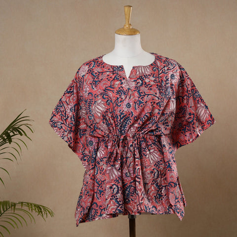  Hand Block Printed Cotton Kaftan with Tie-Up Waist l iTokri.com