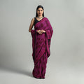 Pink Hand Block Printed Natural Dyed Cotton Bagh Saree