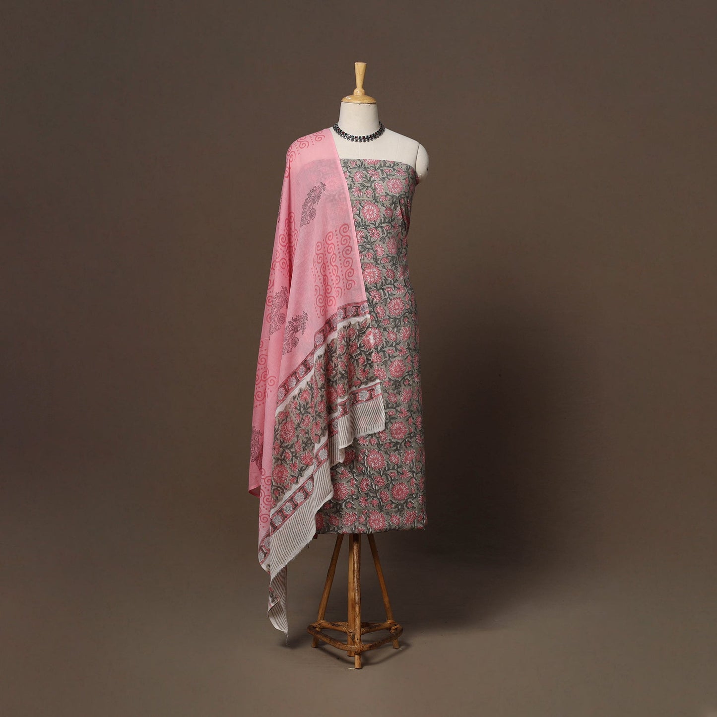 Hand sanganeri cotton 3pc unstitched dress material 15