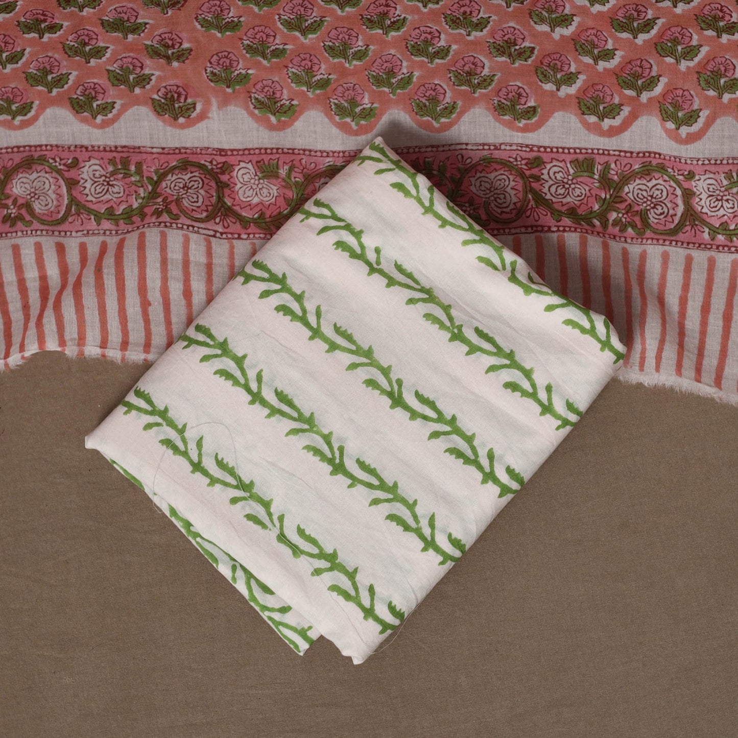 Hand sanganeri cotton 3pc unstitched dress material 16