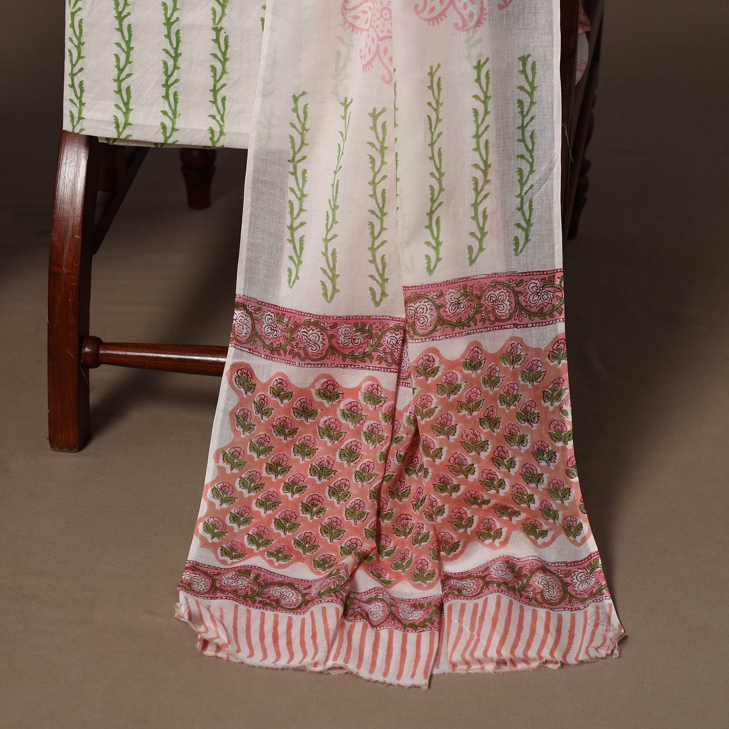 Hand sanganeri cotton 3pc unstitched dress material 16