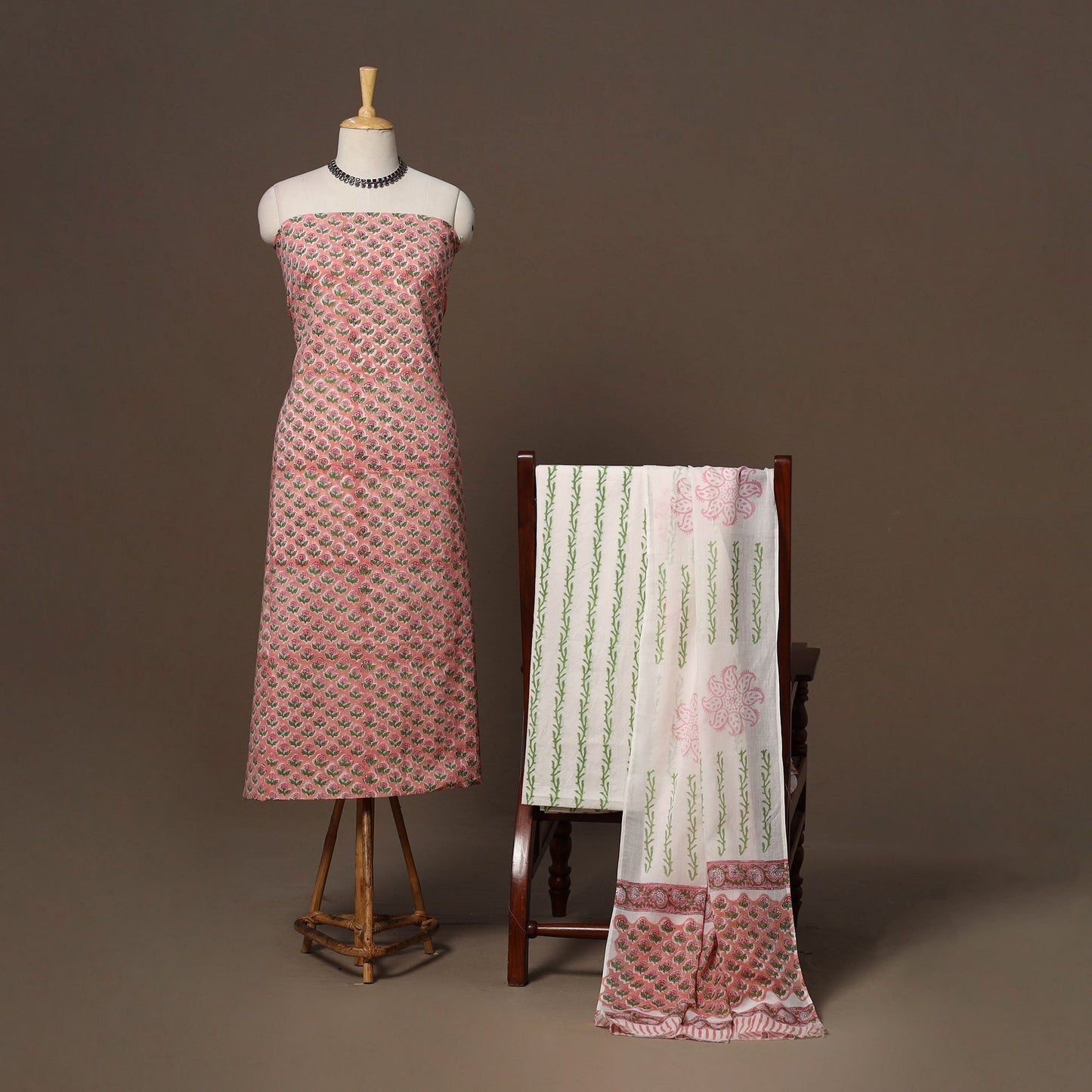 Hand sanganeri cotton 3pc unstitched dress material 16