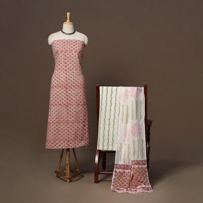 Hand sanganeri cotton 3pc unstitched dress material 16