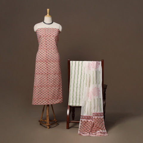 Hand sanganeri cotton 3pc unstitched dress material 16