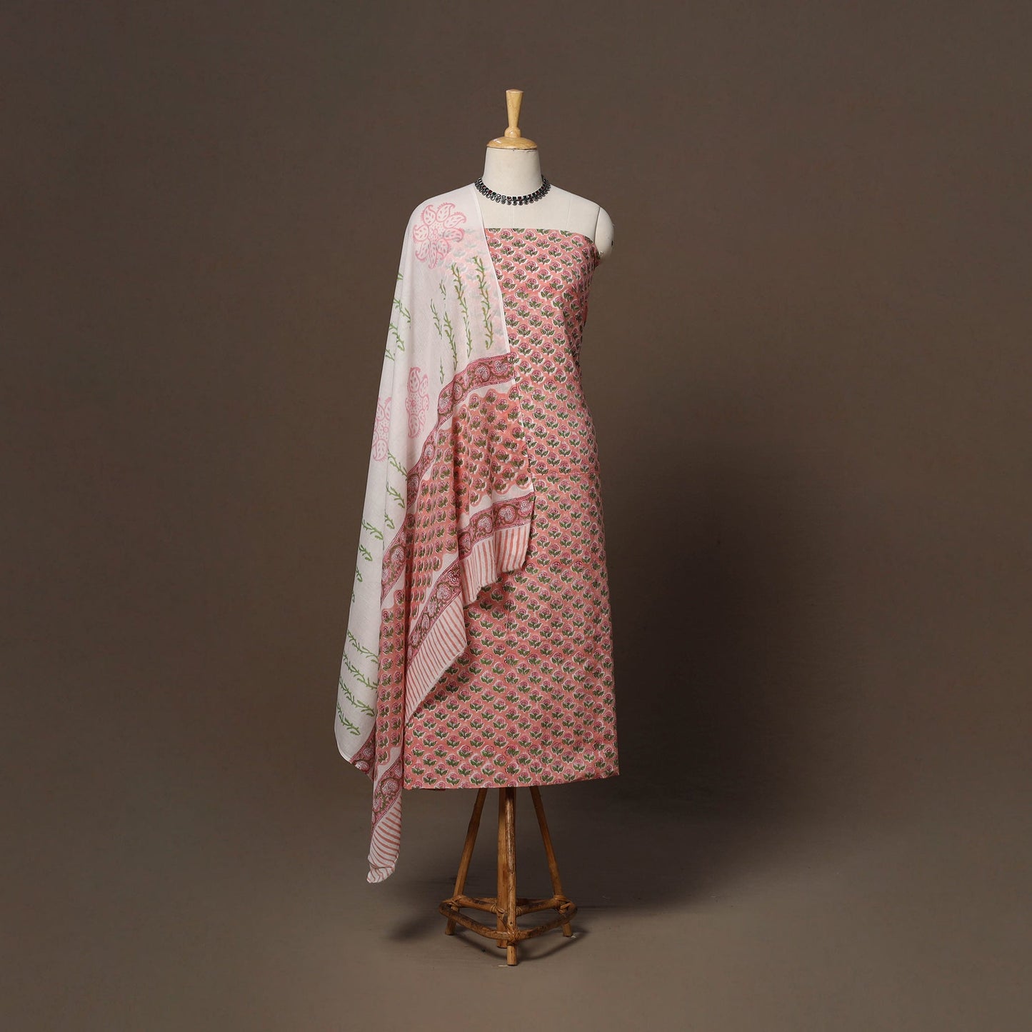 Hand sanganeri cotton 3pc unstitched dress material 16