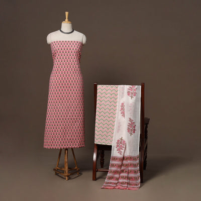 Hand sanganeri cotton 3pc unstitched dress material 17