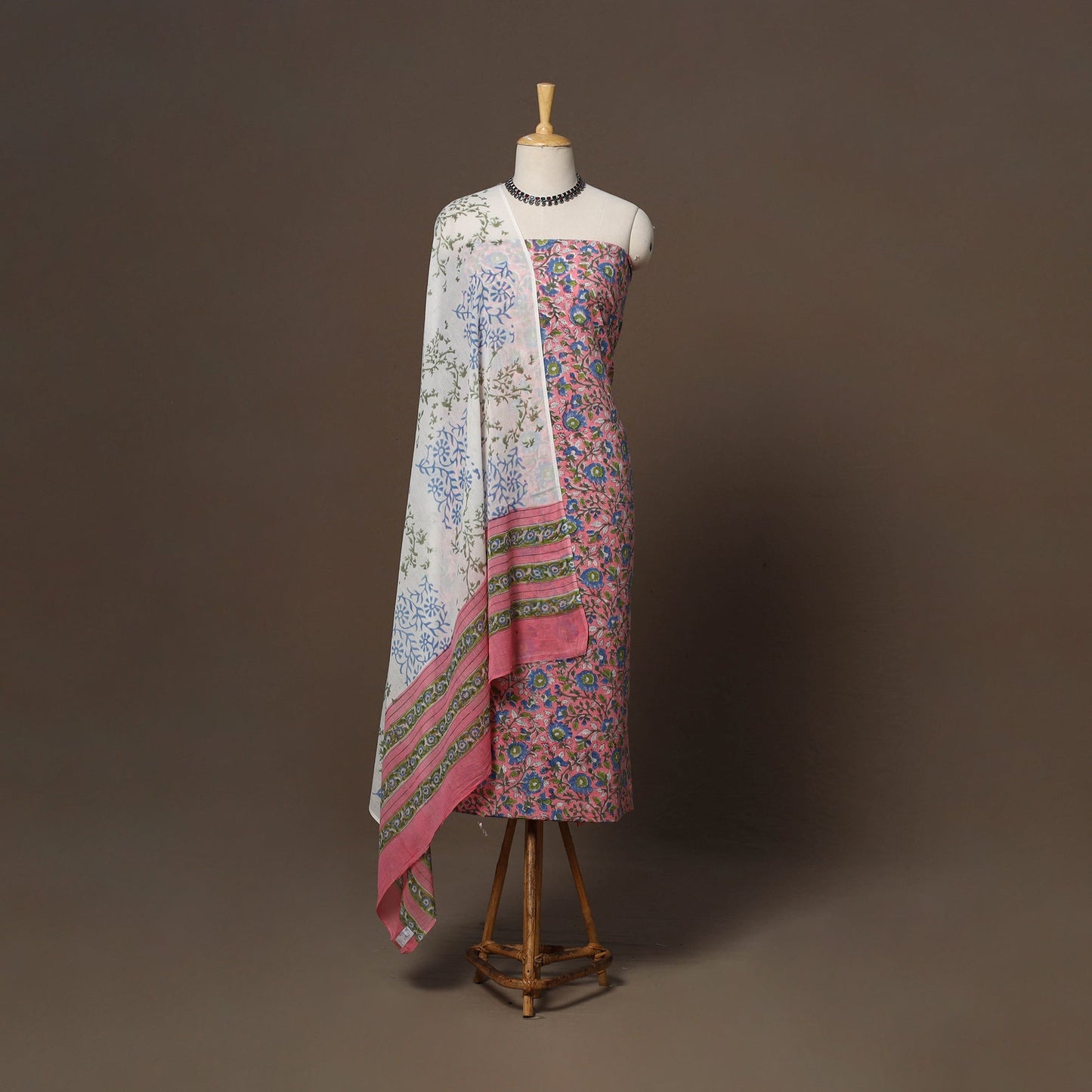 Hand sanganeri cotton 3pc unstitched dress material 29