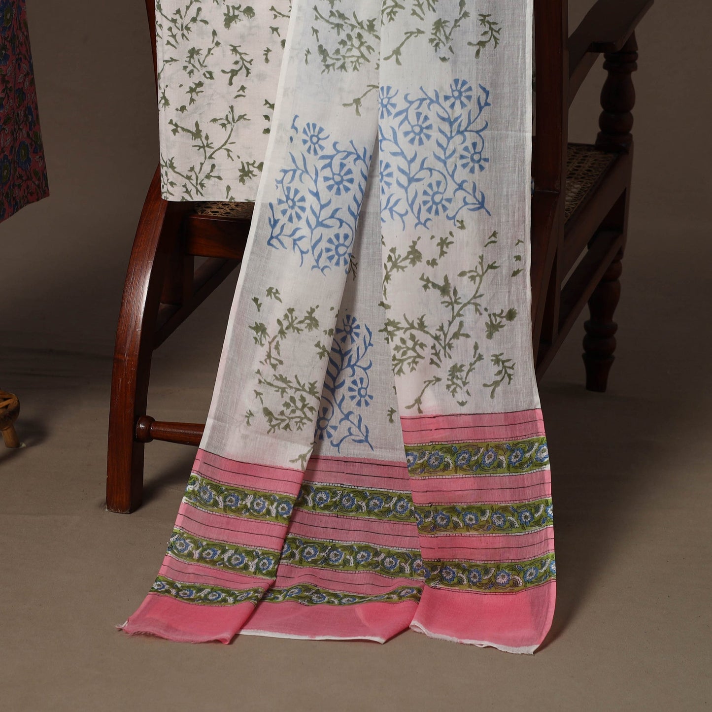 Hand sanganeri cotton 3pc unstitched dress material 29