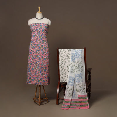 Hand sanganeri cotton 3pc unstitched dress material 29