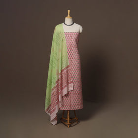 Hand sanganeri cotton 3pc unstitched dress material 34