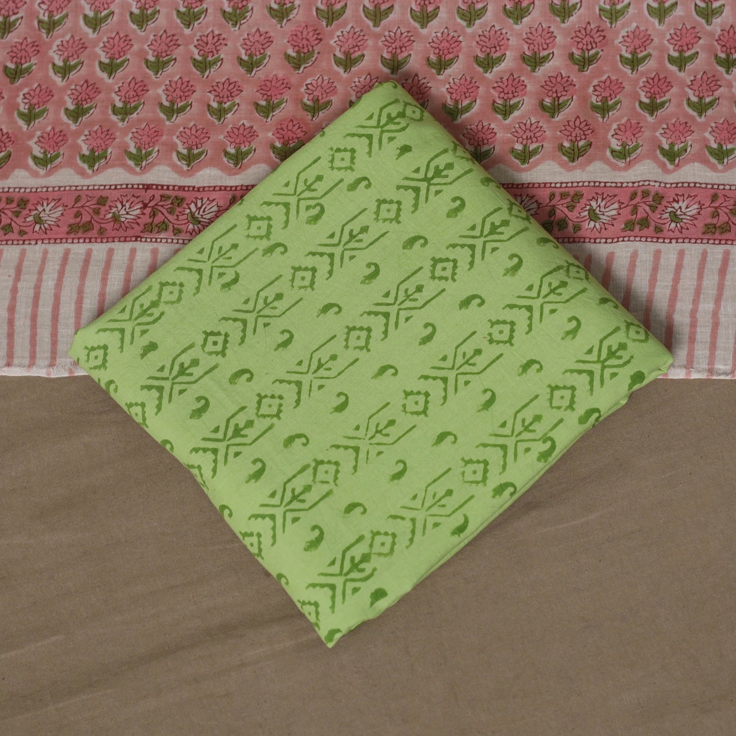 Hand sanganeri cotton 3pc unstitched dress material 34