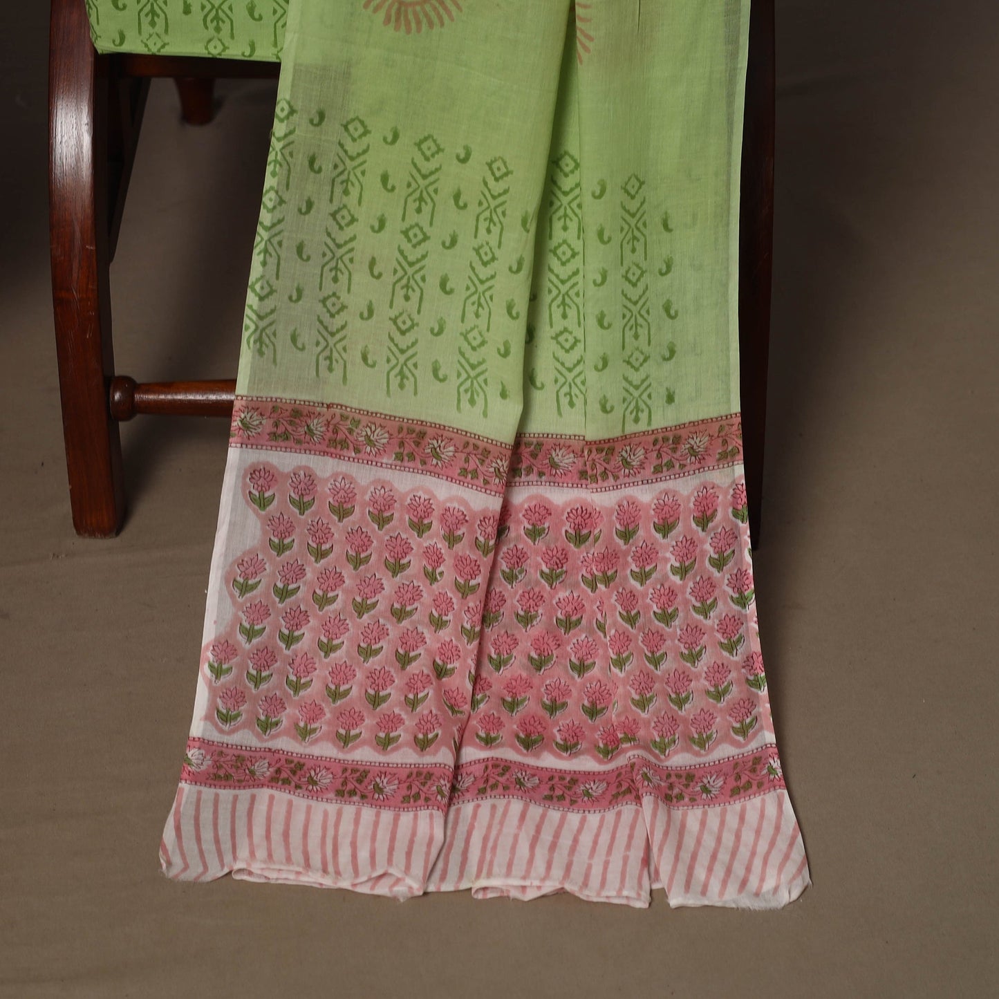 Hand sanganeri cotton 3pc unstitched dress material 34