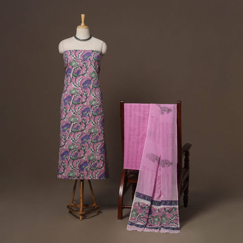 Hand sanganeri cotton 3pc unstitched dress material 35