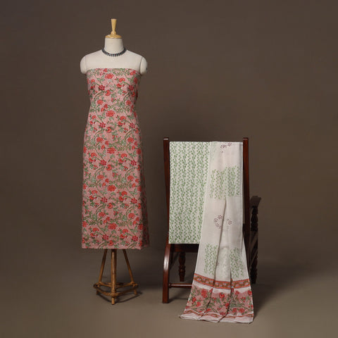 Hand sanganeri cotton 3pc unstitched dress material 37