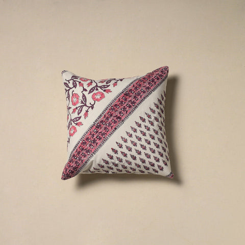 Hand sanganeri floral cushion cover 23 - handcrafted