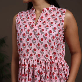 Pink - hand tiered sanganeri dress 06 - handcrafted