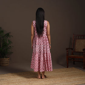 Pink - hand tiered sanganeri dress 06 - handcrafted