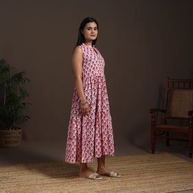 Pink - hand tiered sanganeri dress 06 - handcrafted