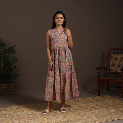 Pink - hand tiered sanganeri dress 09 - handcrafted