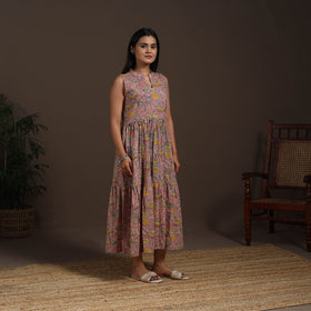 Pink - hand tiered sanganeri dress 09 - handcrafted