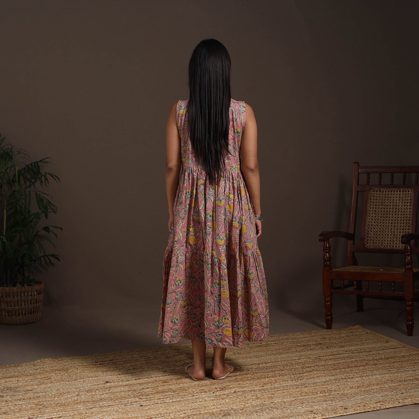 Pink - hand tiered sanganeri dress 09 - handcrafted