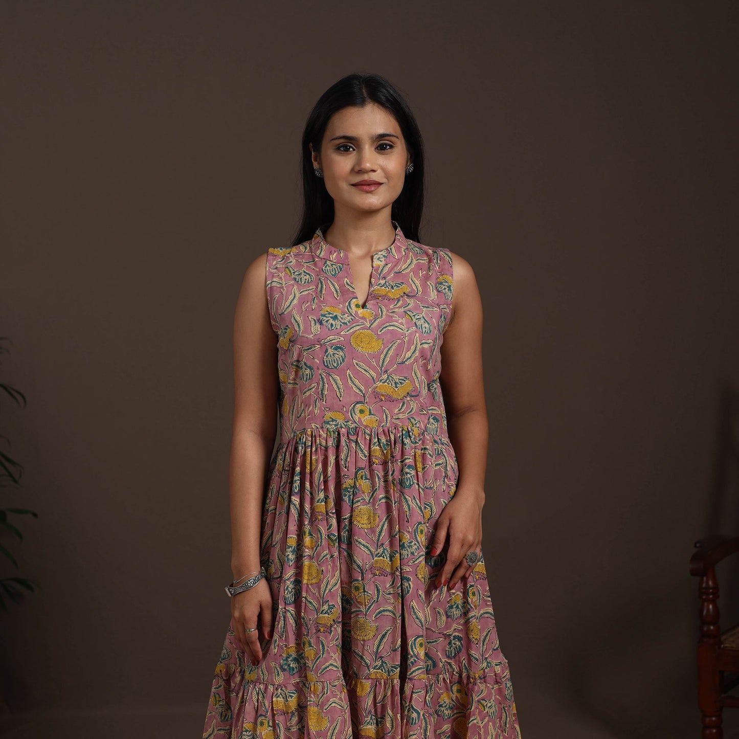 Pink - hand tiered sanganeri dress 09 - handcrafted