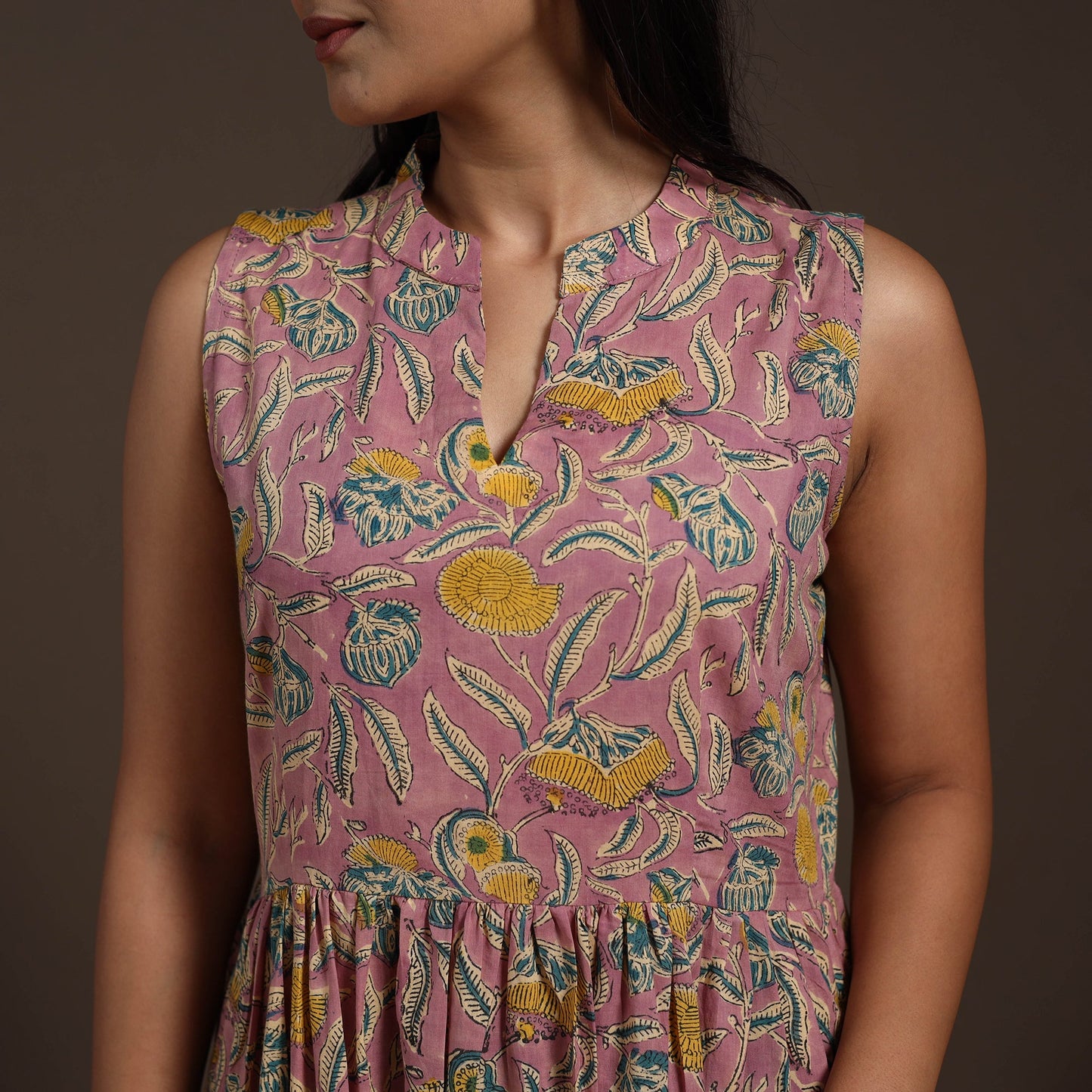 Pink - hand tiered sanganeri dress 09 - handcrafted