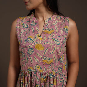 Pink - hand tiered sanganeri dress 09 - handcrafted