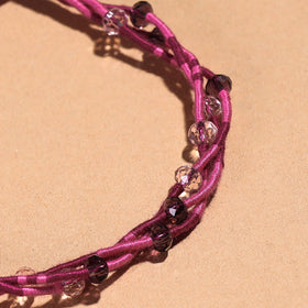 Purple Handcrafted Bead & Thread Work Patwa Anklet