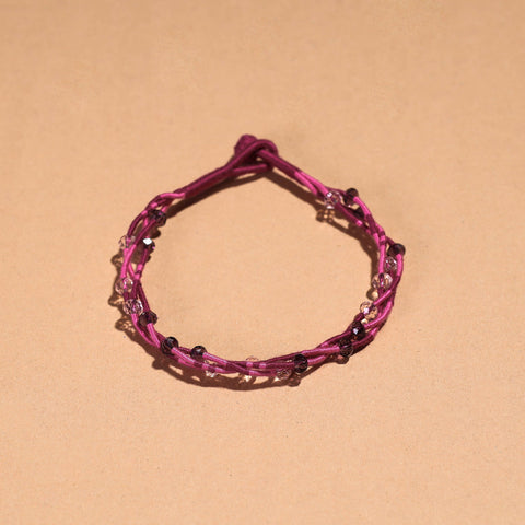 Purple Handcrafted Bead & Thread Work Patwa Anklet