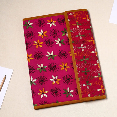 Pink Handcrafted Bengal Kantha Work File Folder
