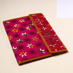 Pink Handcrafted Bengal Kantha Work File Folder