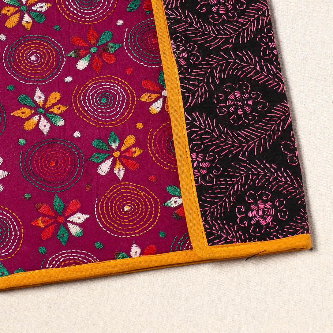 Pink Handcrafted Bengal Kantha Work File Folder