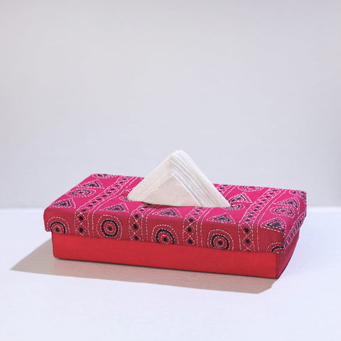  Pink Bengal Kantha Work Handcrafted Tissue Box