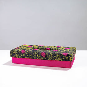  Pink Handcrafted Bengal Kantha Work Tissue Box