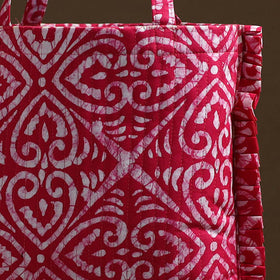 Pink - handcrafted cotton frill jhola bag 07