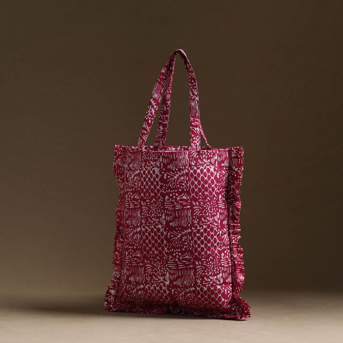 Pink - handcrafted cotton frill jhola bag 37