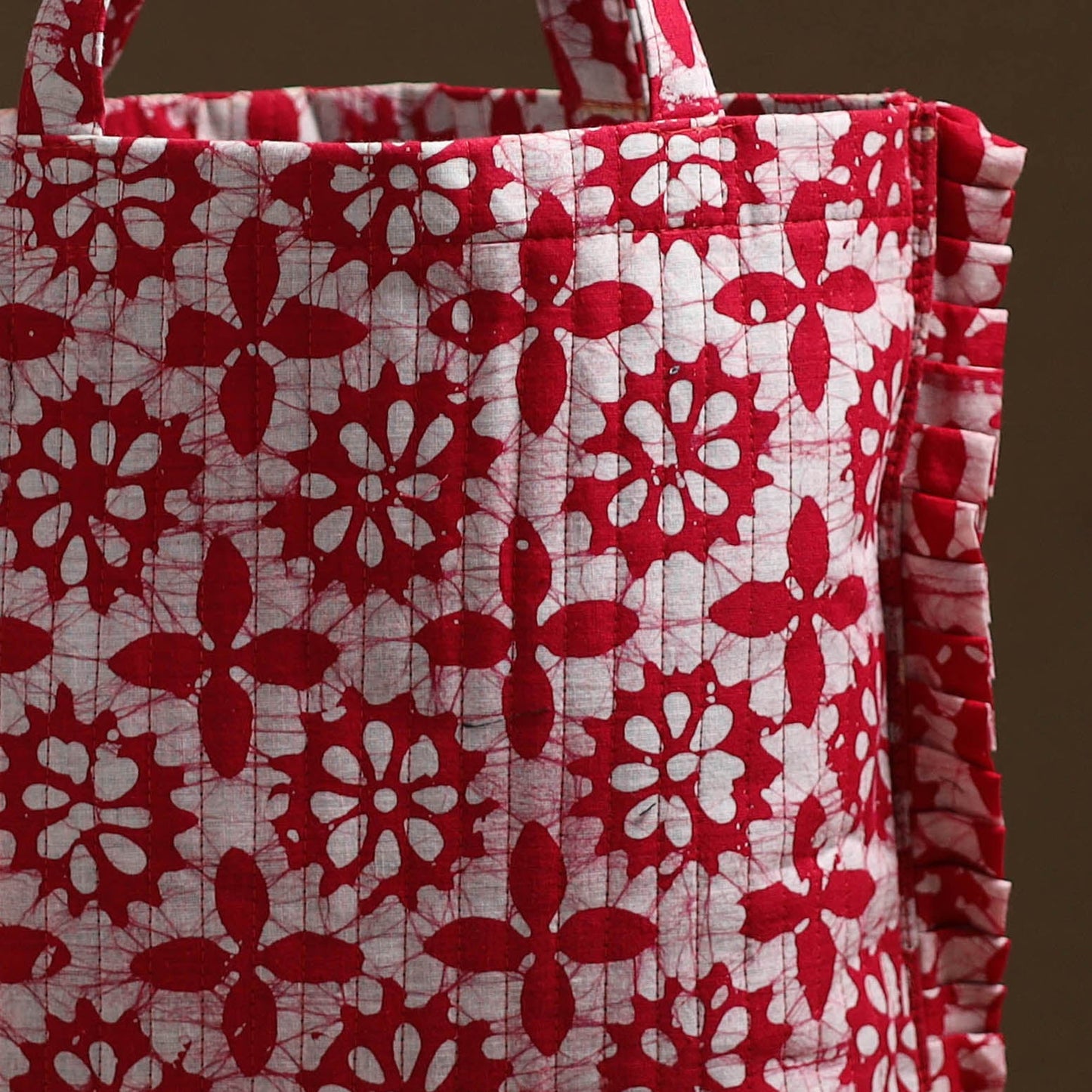 Pink - handcrafted cotton frill jhola bag 44