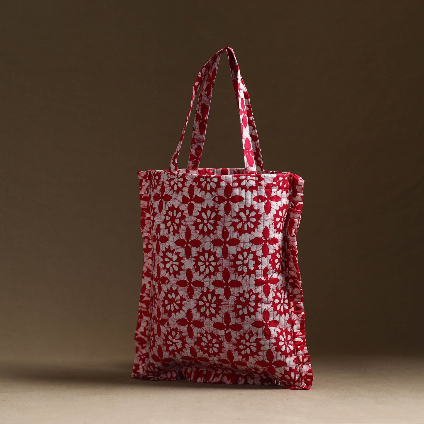 Pink - handcrafted cotton frill jhola bag 44