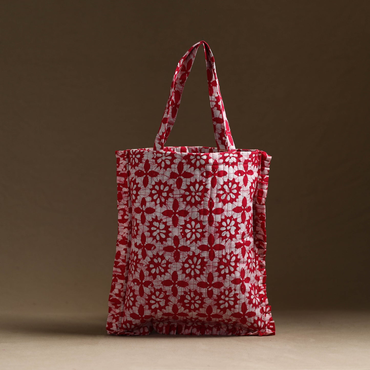 Pink - handcrafted cotton frill jhola bag 44