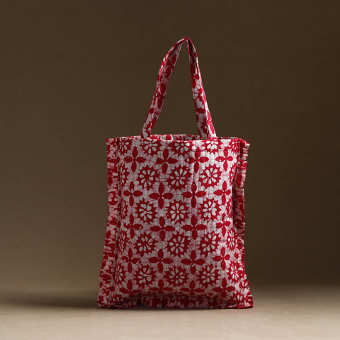 Pink - handcrafted cotton frill jhola bag 44