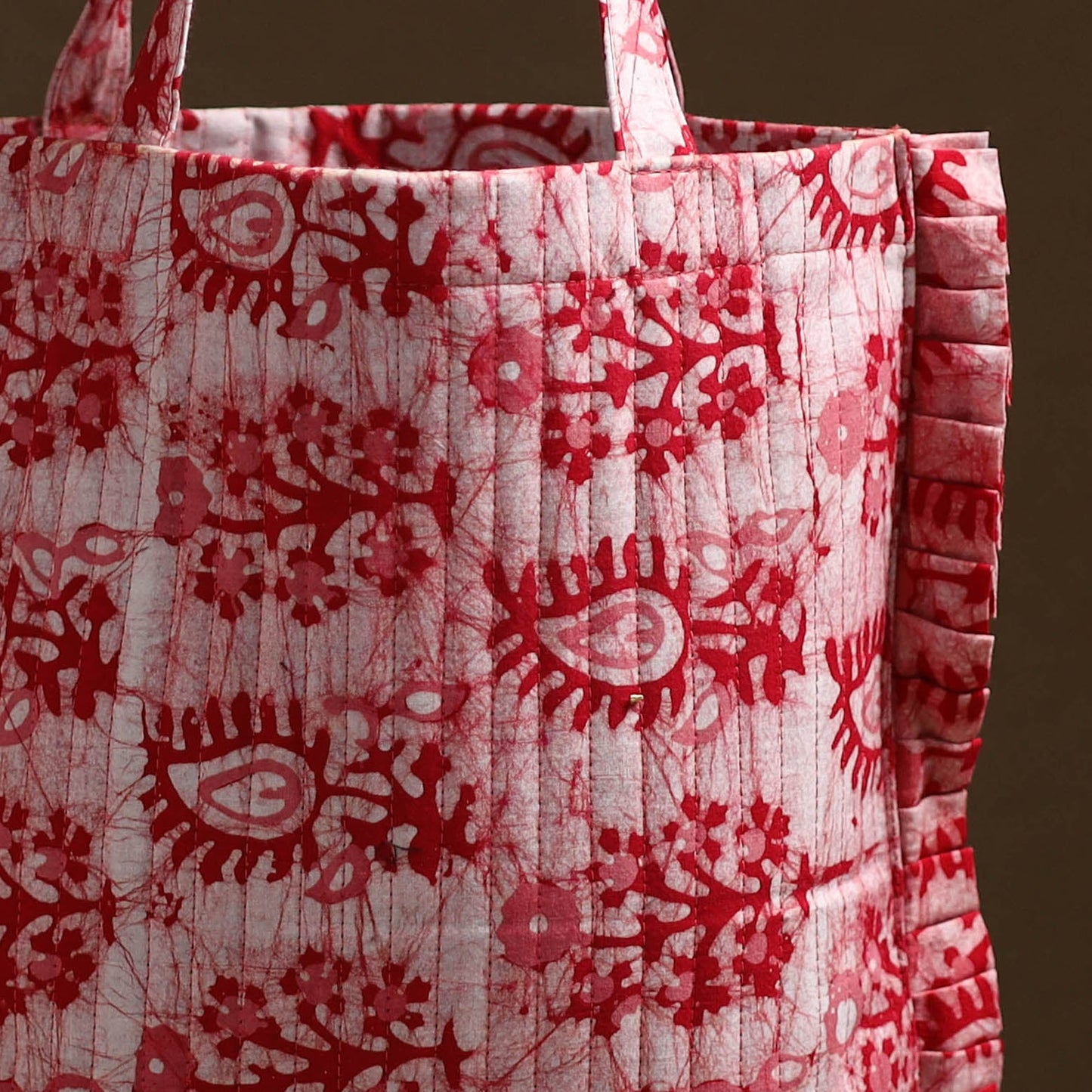 Pink - handcrafted cotton frill jhola bag 45