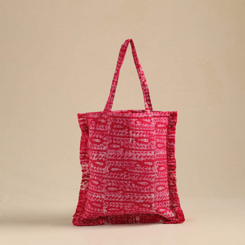  Pink Handcrafted Indian Cotton Jhola Bag Online