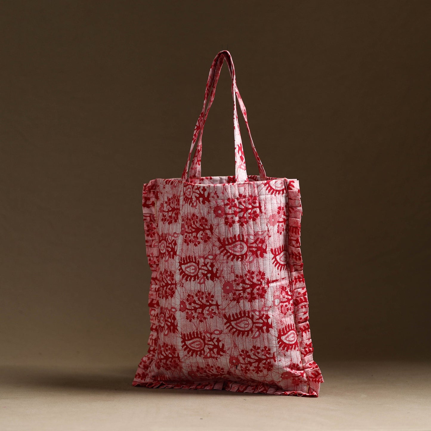 Pink - handcrafted cotton frill jhola bag 45