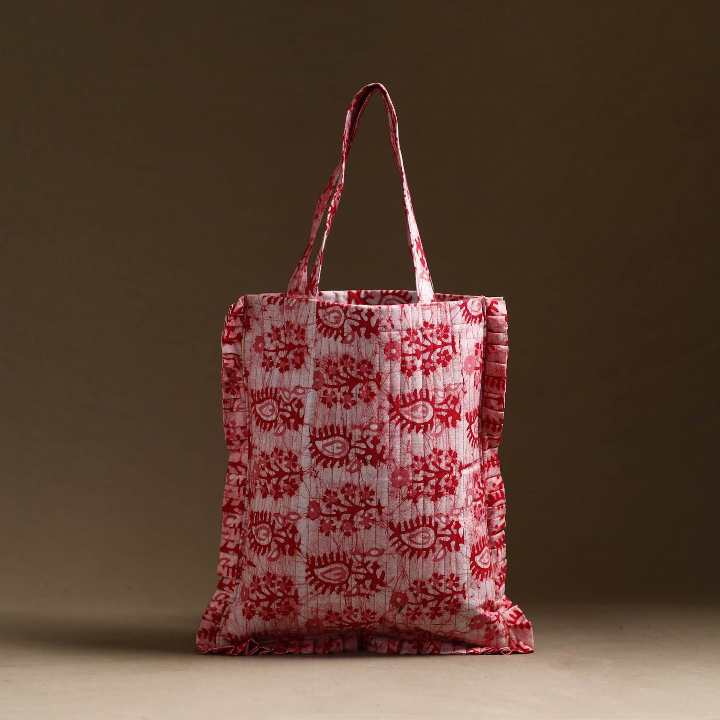 Pink - handcrafted cotton frill jhola bag 45