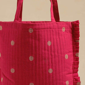 Pink - handcrafted cotton frill jhola bag 49
