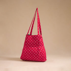 Pink - handcrafted cotton jhola bag 02