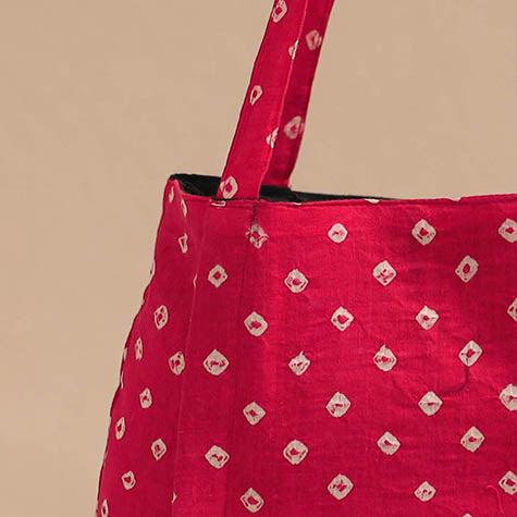 Pink - handcrafted cotton jhola bag 02